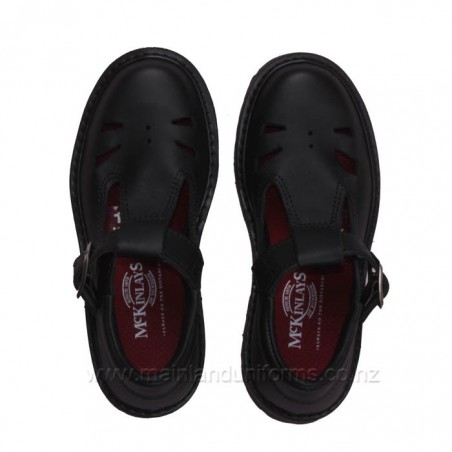 Black Leather Shoes T-bar