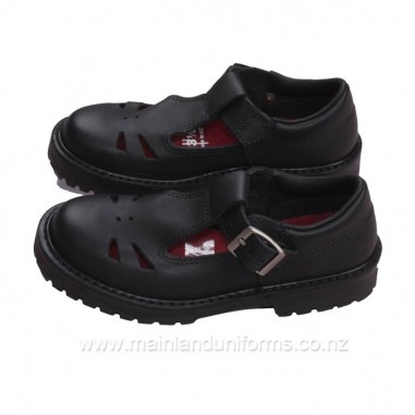 Black Leather Shoes T-bar