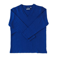 Catholic Blue V Neck Merino 2